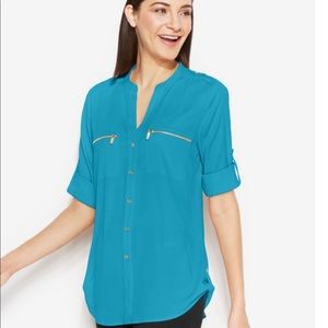 Calvin Klein Zip Pocket Utility Blouse